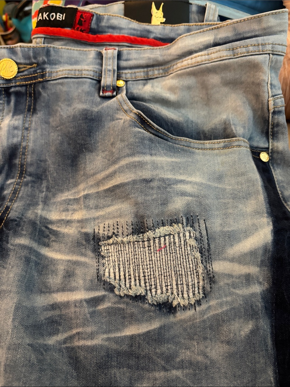 Michael Kors Light Blue Relaxed Jeans with Patch Detail